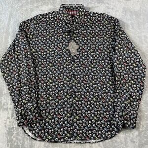 Visconti Black‎ Shirt Mens Medium Skull Geometric Punk Rock Lightweight Casual